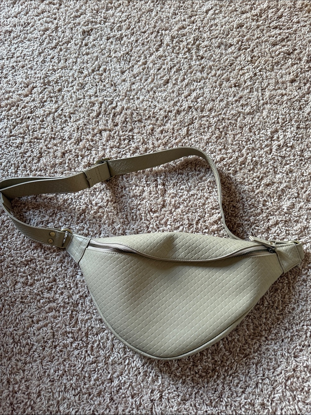 Olive Green Quilted Crossbody Belt Bag